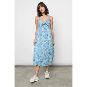 Rails Serafina Blue Floral Linen Bow Front Vacation Feminine Midi Size Small